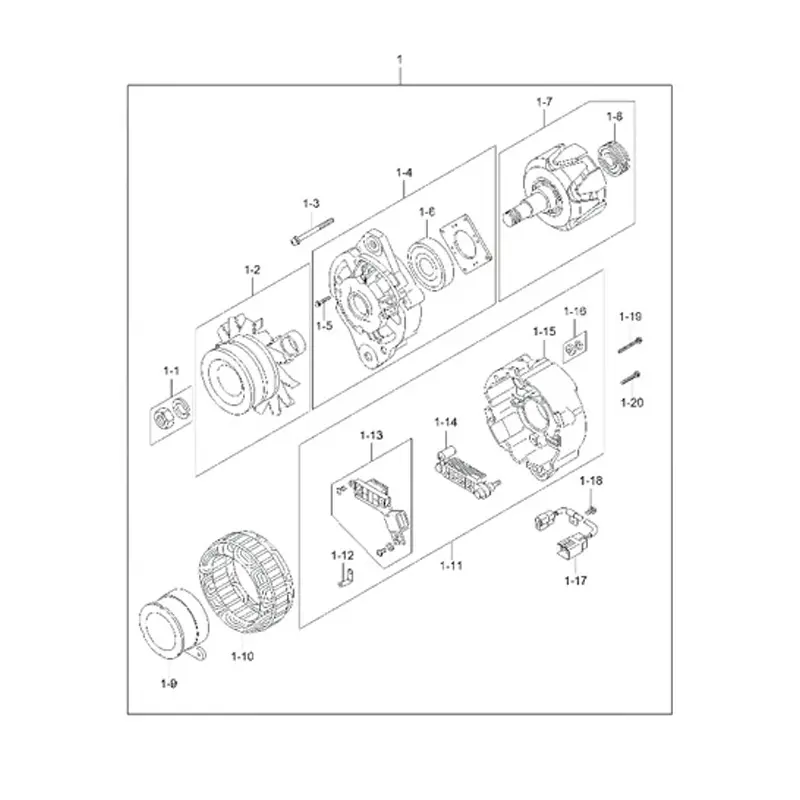 Buy Alternator XJAF-00531 For Hyundai Excavator R110-7