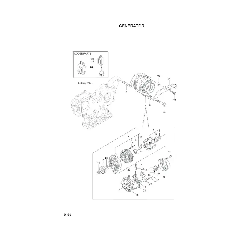 Buy Alternator XJAU-00848 XJAU-00261 For Hyundai Excavator R35Z-7 R35Z-7A R35Z-9 R55-7 R55W-7