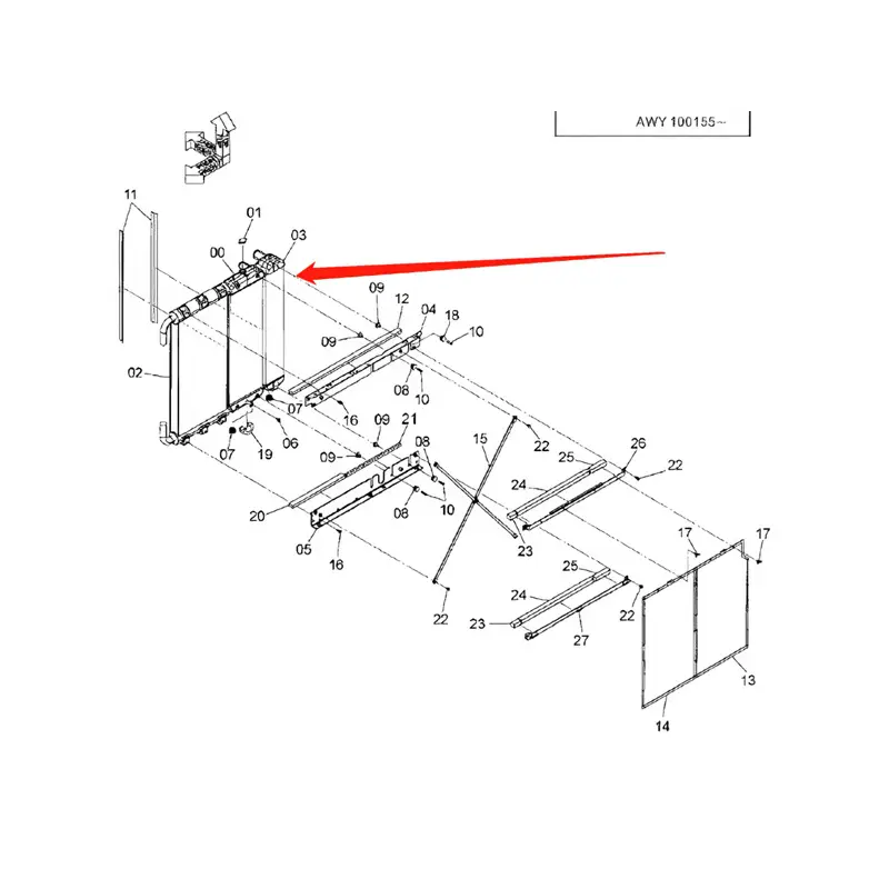 Engine Radiator 4693833 for Hitachi Excavator ZX240-3 ZX250H-3 ZX250K-3 ZX250K-3F ZX270-3 ZX280LC-3 ZX280LCH-3