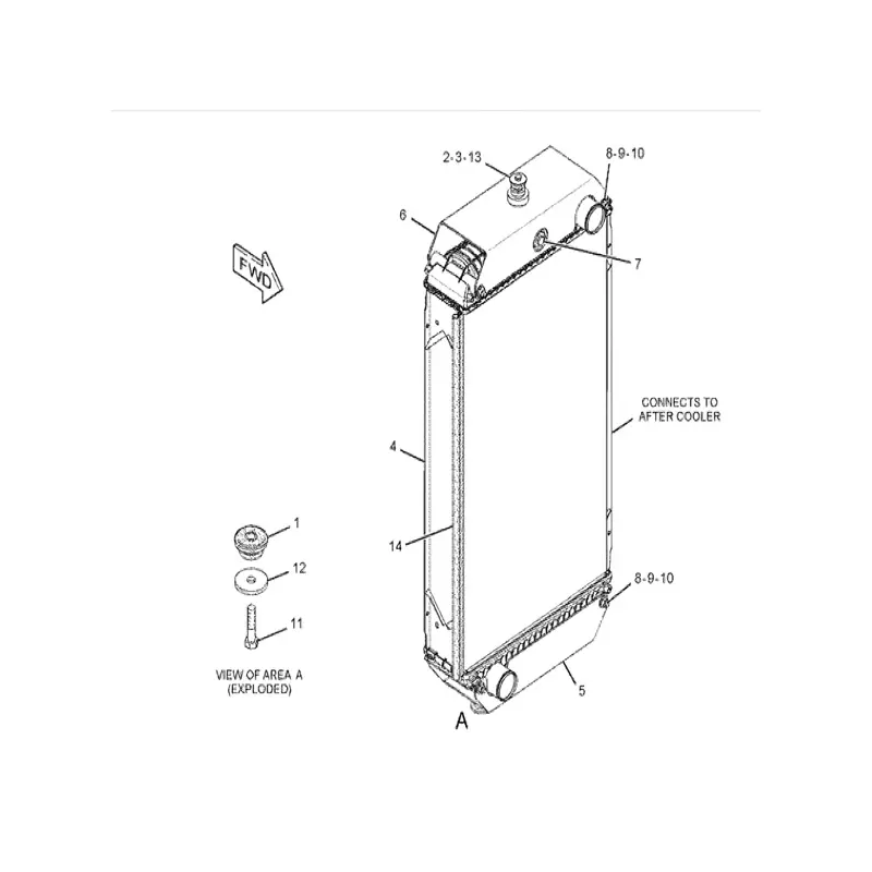 Engine Water Radiator Core 3105882 for Caterpillar CAT 120K Motor Grader