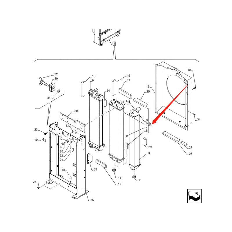 Engine Water Radiator Core LN003470 for CASE CX75 Crawler Excavator