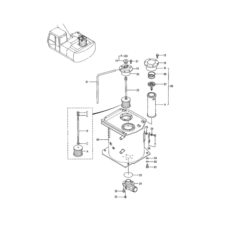 Hydraulic Filter 4287061 For Hitachi Excavator EX200-3 EX200-3C EX200-3E EX220-3