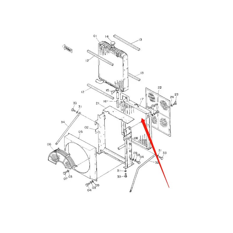 Hydraulic Oil Cooler Assembly 4206092 for Hitachi Excavator EX220-1