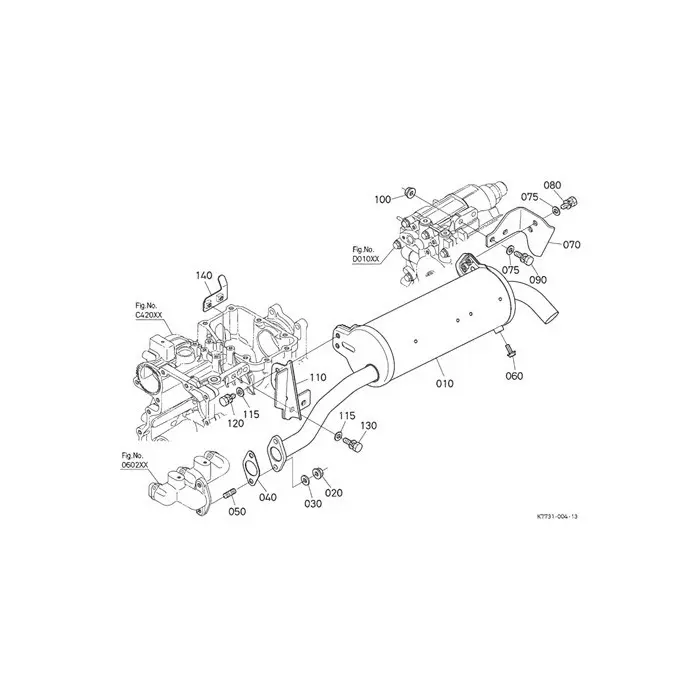 Muffler Silencer for Kubota Engine D1005