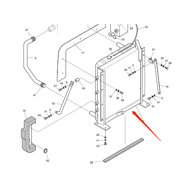 Oil Cooler 13D62000 for Doosan Excavator DH55 S55 S55W-V