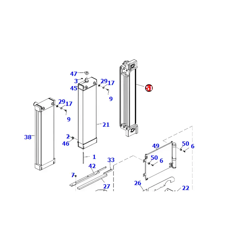 Oil Cooler 20E-03-31211 for Komatsu PW140-7 Excavator