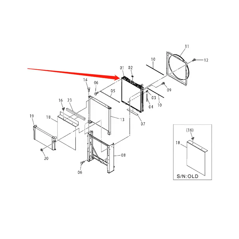 Water Tank Core ASS'Y 4454113 For Hitachi Excavator ZX330 ZX330-3G ZX370MTH ZX380HH