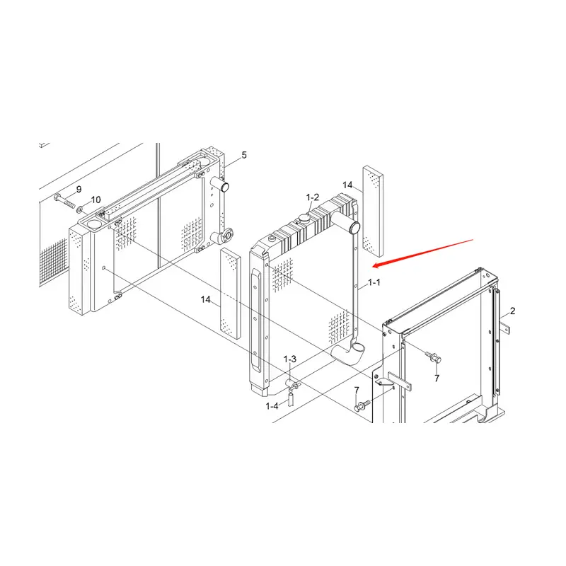 Water Tank Engine Radiator 11NA-40230 for Hyundai Excavator R320LC-7 R360LC-7