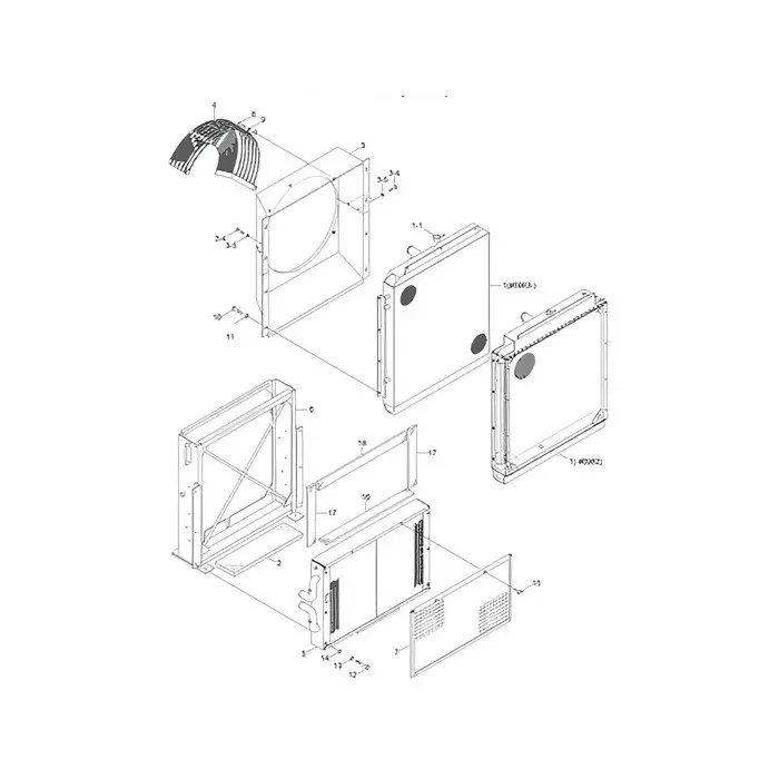 Water Tank Engine Radiator 11NB-45010 for Hyundai Excavator R450LC-7 R450LC-7A R500LC-7 R500LC-7A