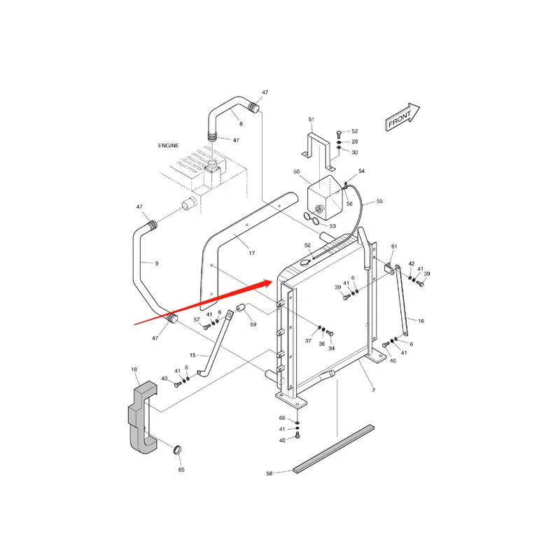 Water Tank Engine Radiator 13D61000 202-00015B for Doosan SOLAR 55W-V