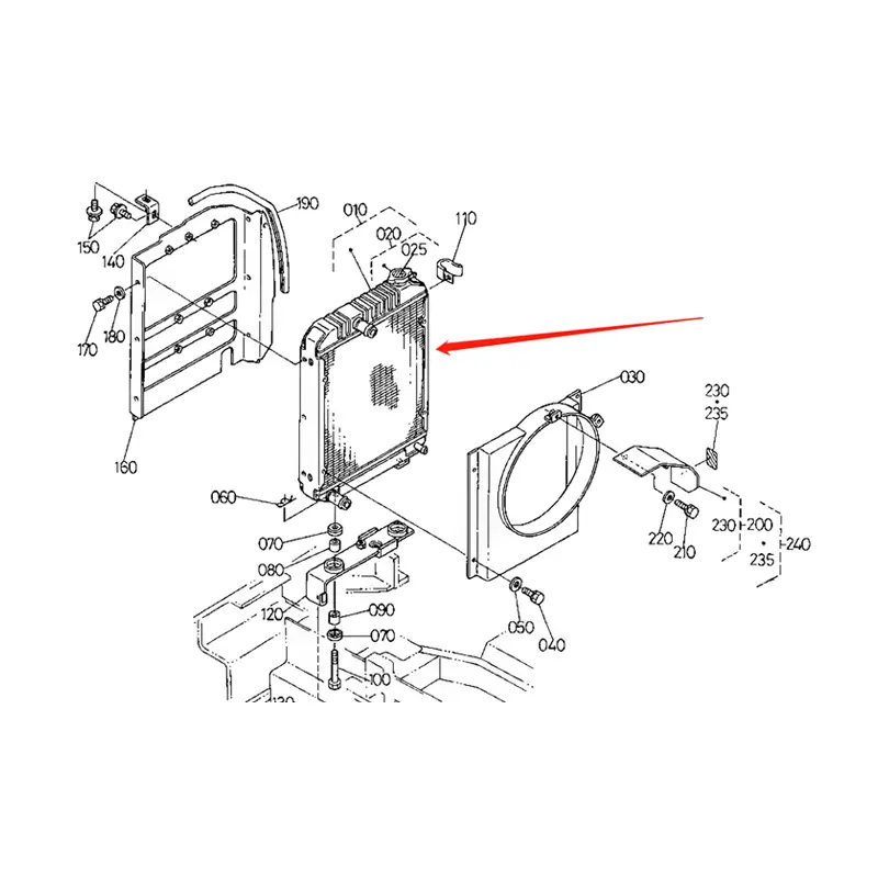 Water Tank Engine Radiator Assy RD201-42300 for Kubota Excavator KX121-2 KX161-2