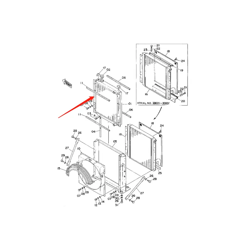 Water Tank Engine Radiator Core ASS'Y 4204914 For Hitachi Excavator EX200