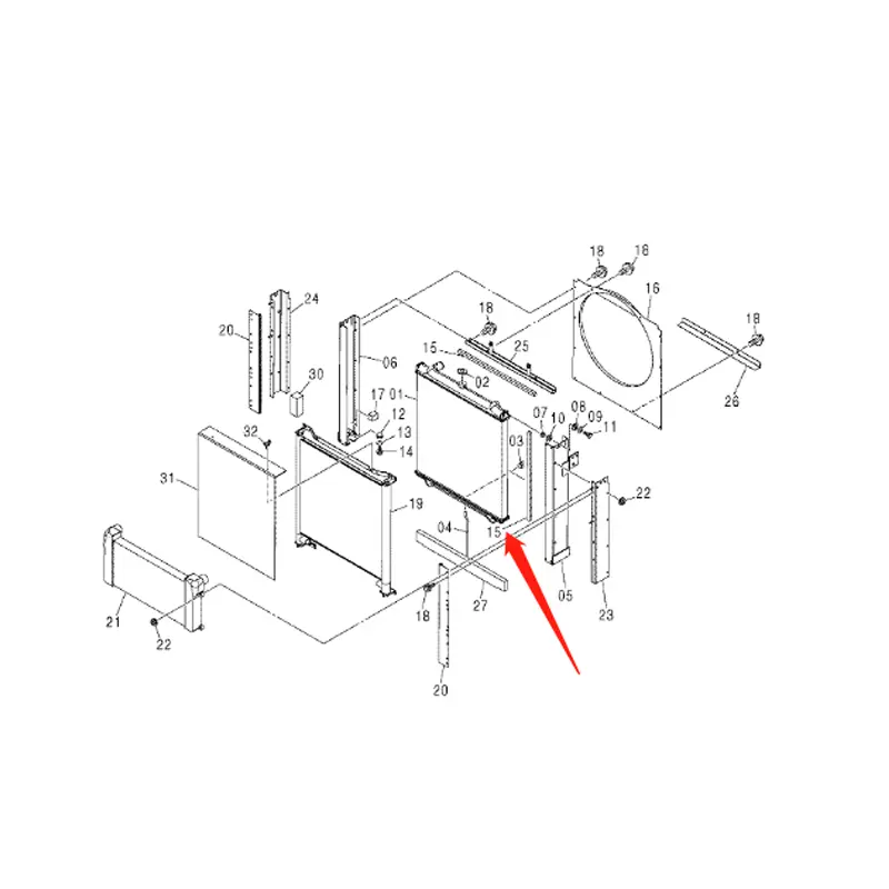 Water Tank Engine Radiator Core ASS'Y 4428333 For Hitachi Crawler Mounted Aerial Platform HX64B HX64B-2