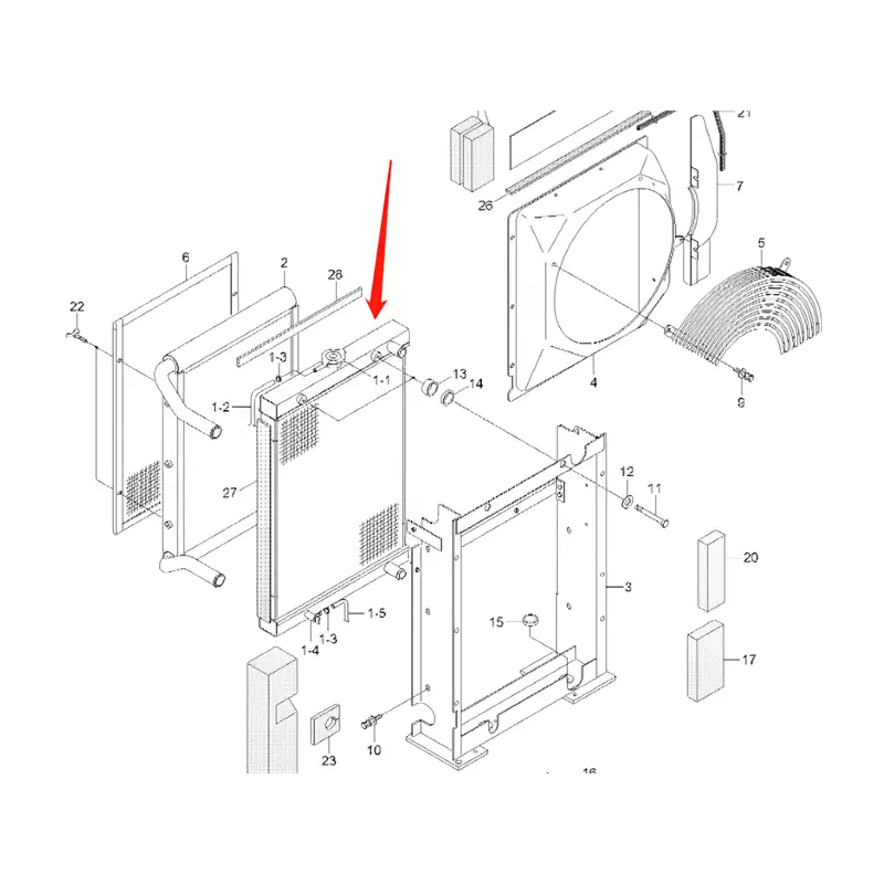 Water Tank Engine Radiator Core Assembly 11M9-45010 For Hyundai Excavator R55-9 R55W-9