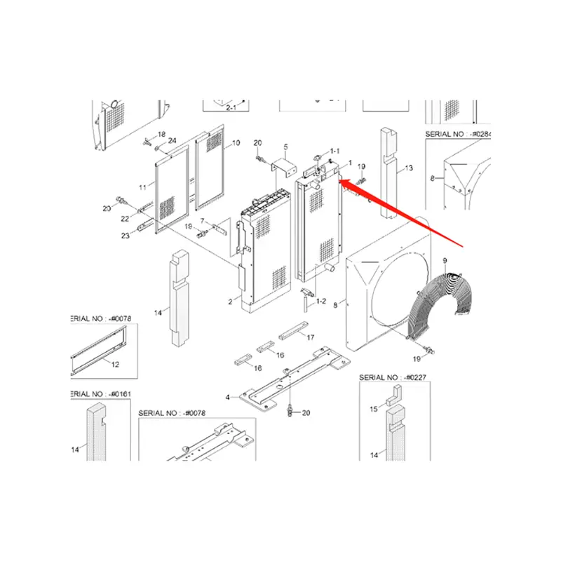 Water Tank Engine Radiator Core Assembly 11Q6-44210 11Q6-44312 11Q6-44311 11Q6-44310 For Hyundai Excavator R210W-9 R210NLC-9 R210W-9-MH