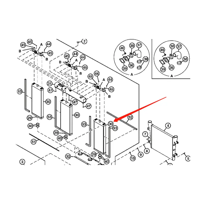 Water Tank Engine Radiator Core Assembly 4655044 for John Deere Excavator 850DLC