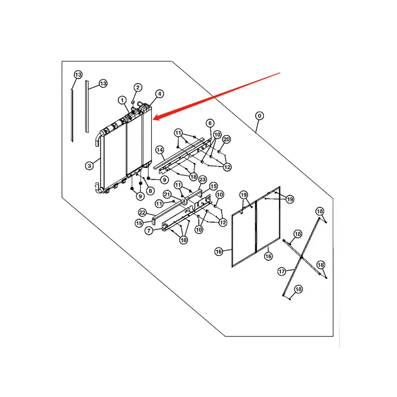 Water Tank Engine Radiator Core ASSY 4650352 for John Deere Excavator 220DW 225DLC Engine 4HK1