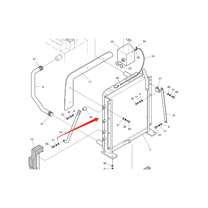 Water Tank Engine Radiator Core ASSY for Daewoo Excavator DH55