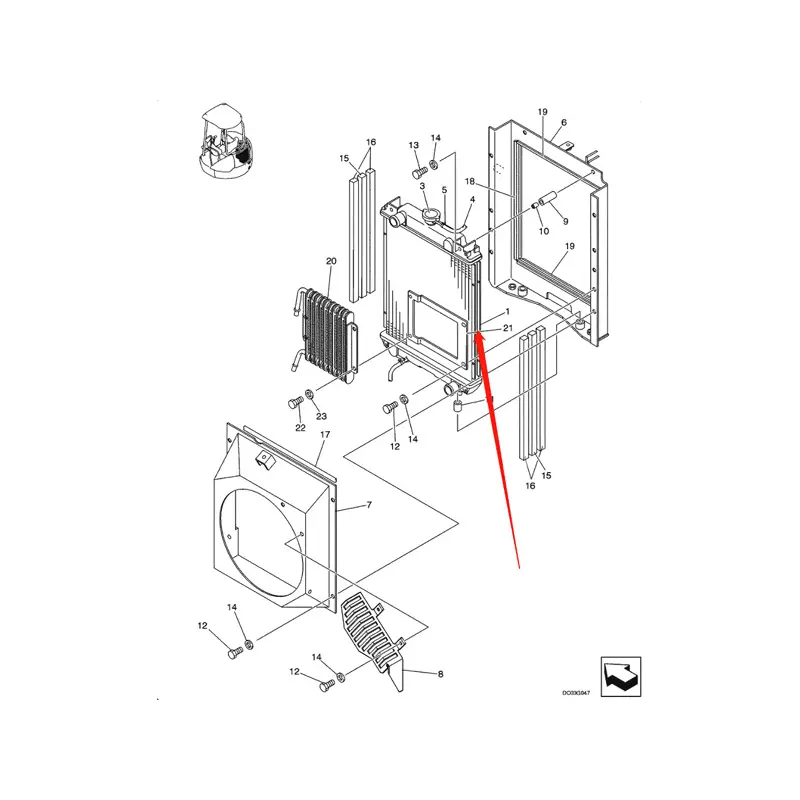 Water Tank Engine Radiator Core ASSY PV05P00006F1 for Case Excavator CX25 CX36